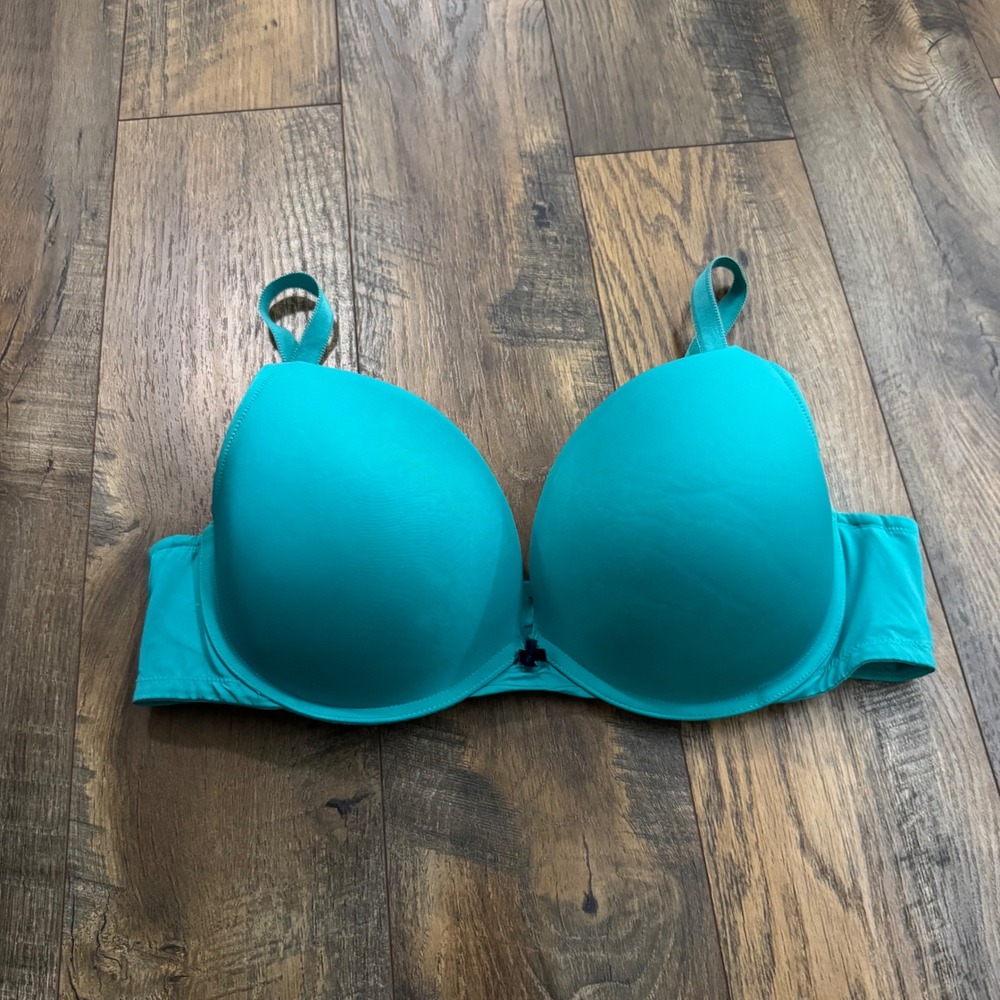 Torrid Teal Blue Smooth Push-Up Plunge Underwire Bra 40DD Comfort
